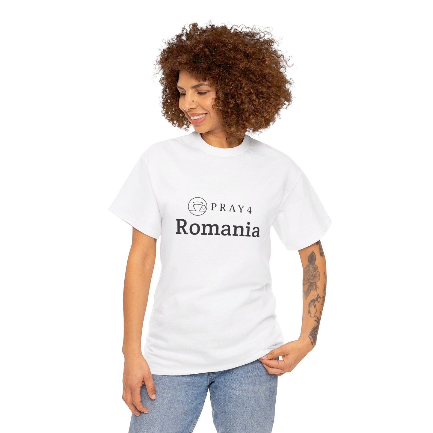 Pray for Romania Unisex Heavy Cotton Tee