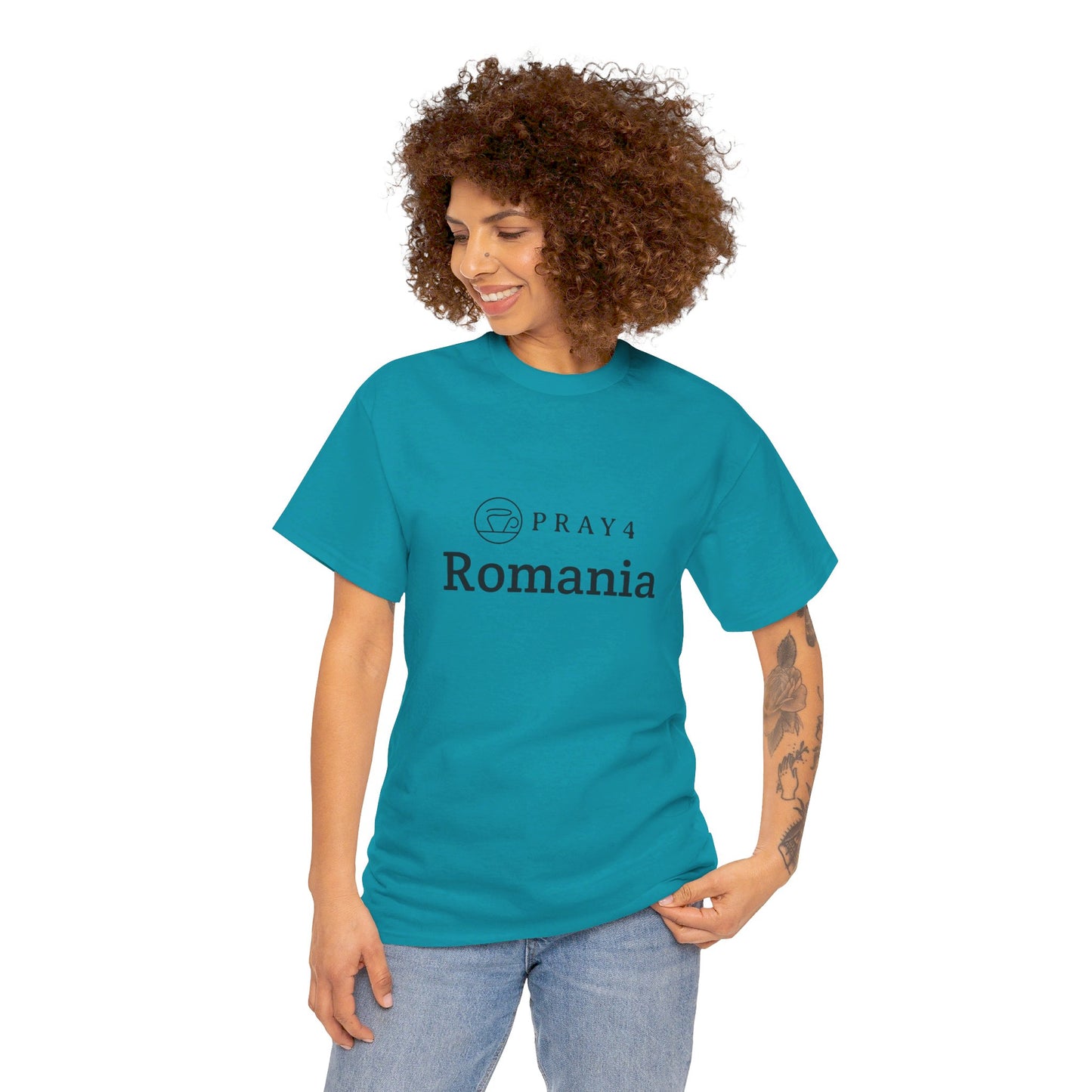 Pray for Romania Unisex Heavy Cotton Tee