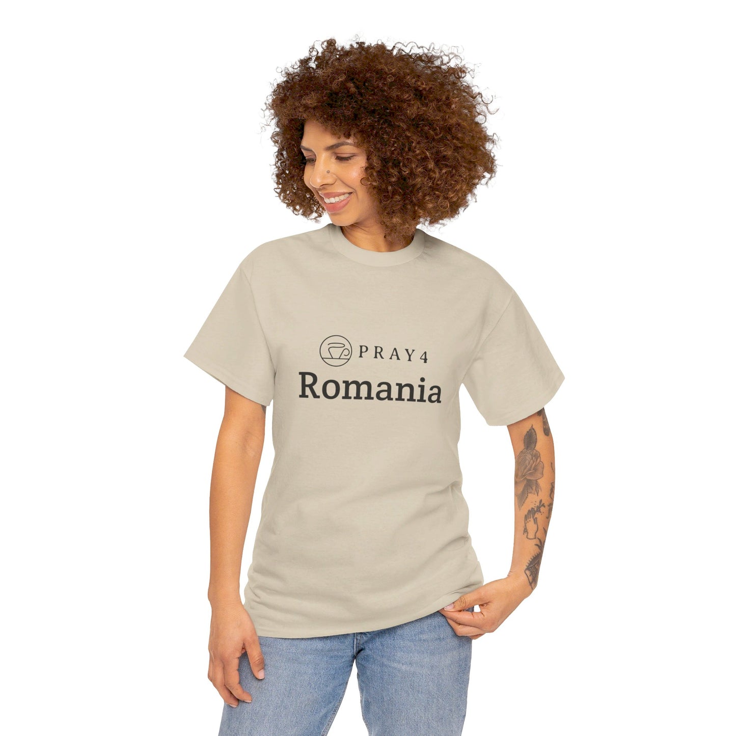 Pray for Romania Unisex Heavy Cotton Tee